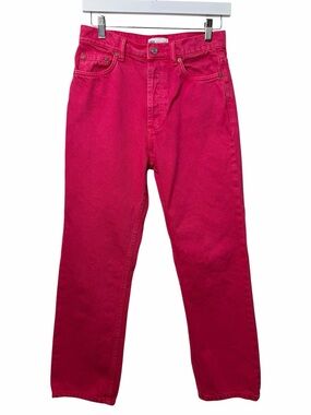 Zara Hot Pink High Rise Straight Leg Button Fly Jeans Size 4